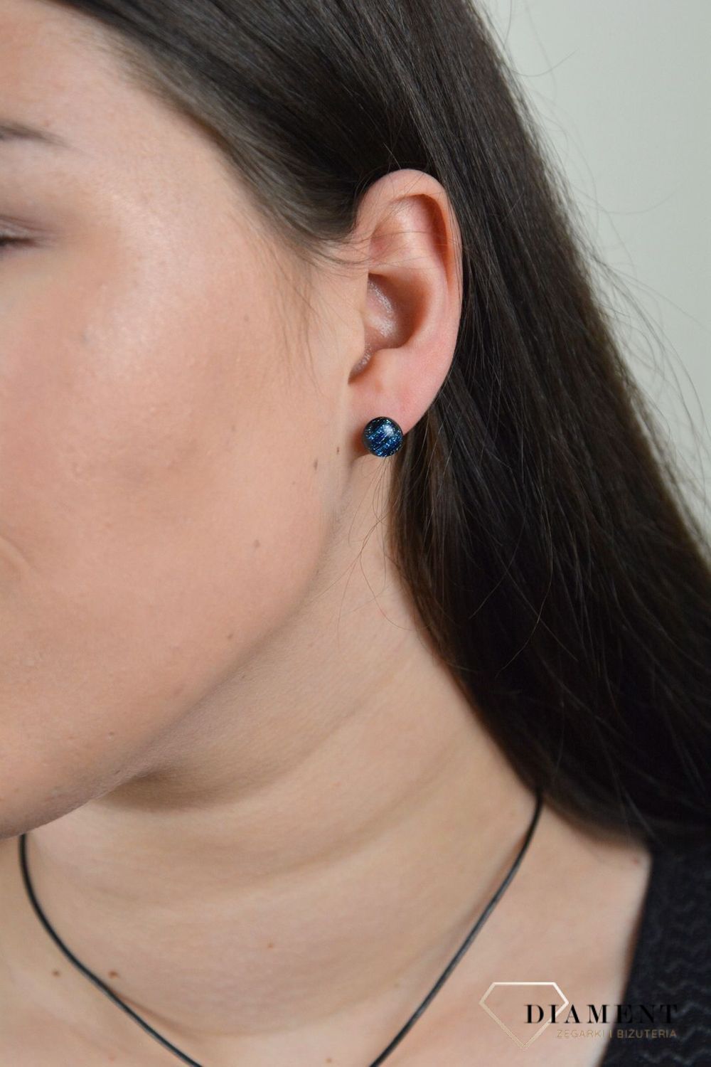 Srebrne kolczyki szkło weneckie 'Czerń z odcieniami niebieskiego' Murano 40.jpg